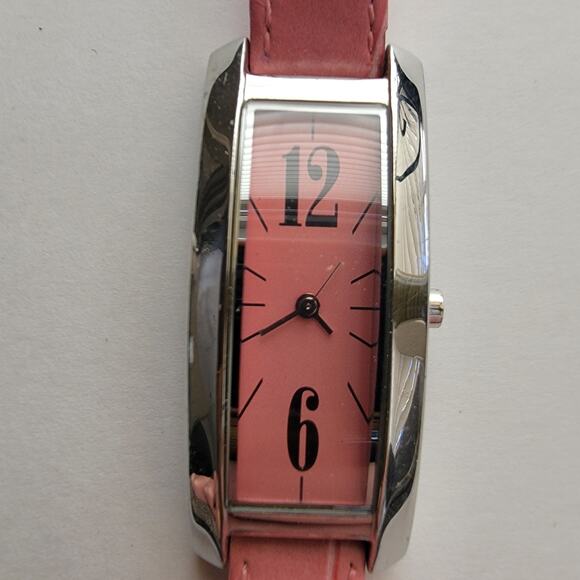 Vintage Watches Pink Rectangle Dial Quartz Watch Modern Art Deco Slim Strap - Picture 4 of 10